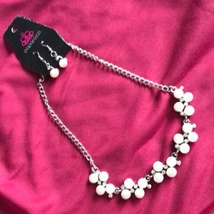 Pearl and Rhinestone Necklace Earring Set